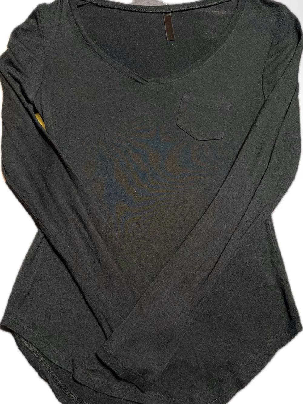 Women's Black Long-Sleeve Scoop Neck Top